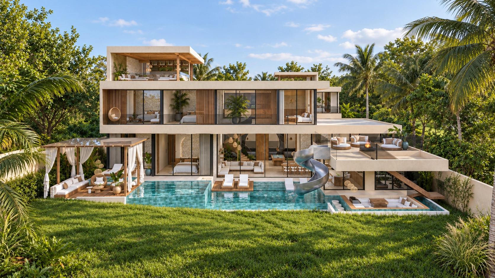 Cliffside Villa 1 pool elevation, AI photographic interpretation